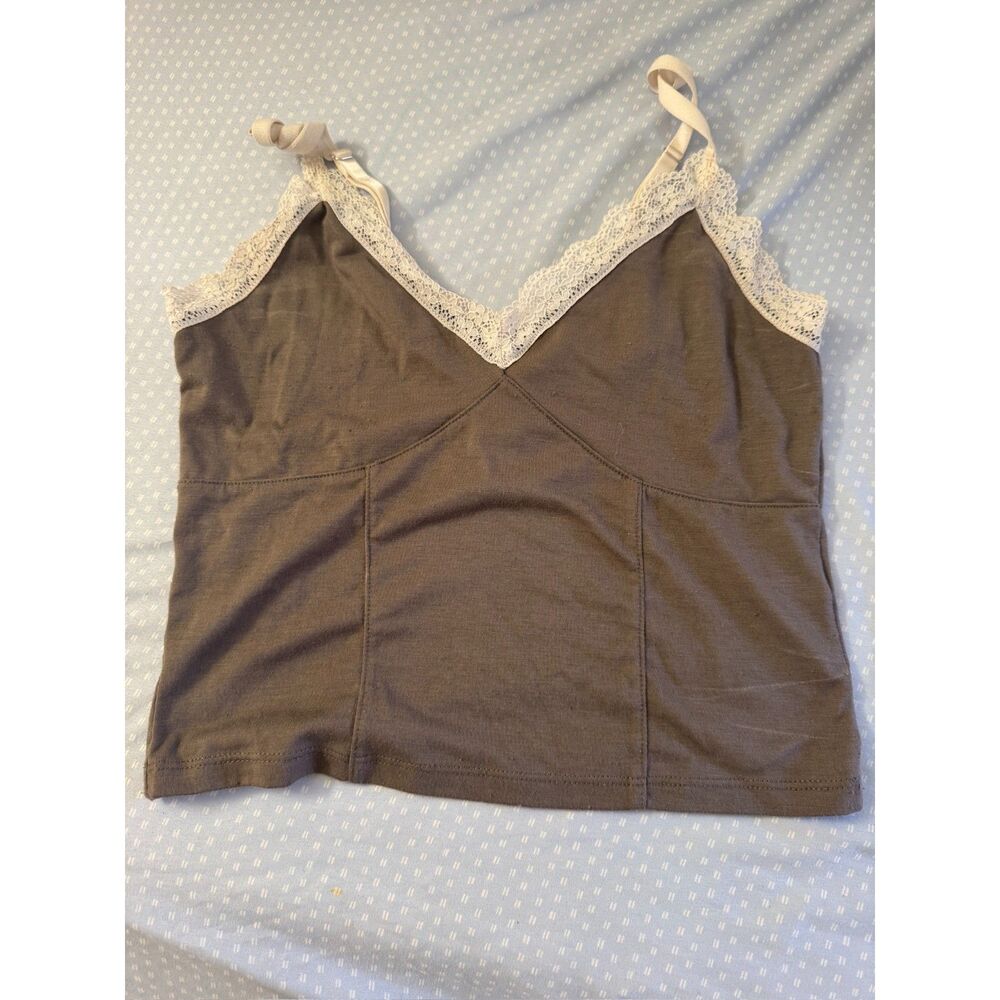 Olive Green Lace Trim Cami Top